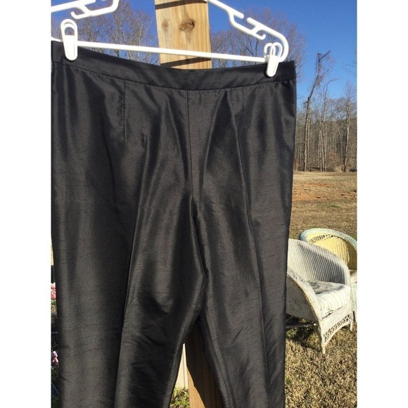 Thalian womens silk pants size 12 black straight leg made in USA formal - Picture 2 of 10